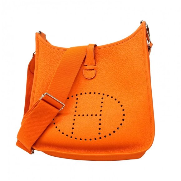 Hermes Hermès Evelyn 3PM Shoulder Bag, Taurillon Clemence Leather, Orange, M Sta - Picture 1 of 10